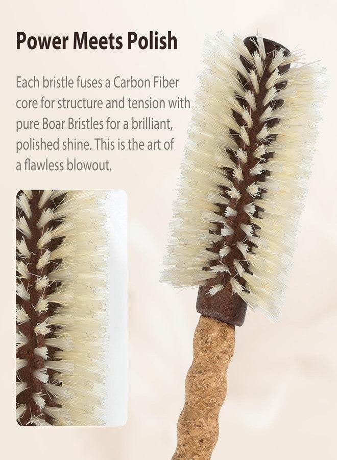 TRENFI Professional Boar Bristle Round Brush for Blow Drying | 2.75" Large Volume Barrel | Ultra-Light Cork Handle | Volumizing & Smoothing Tool for Fine, Thin Hair | Salon Blowout Results - Image 4